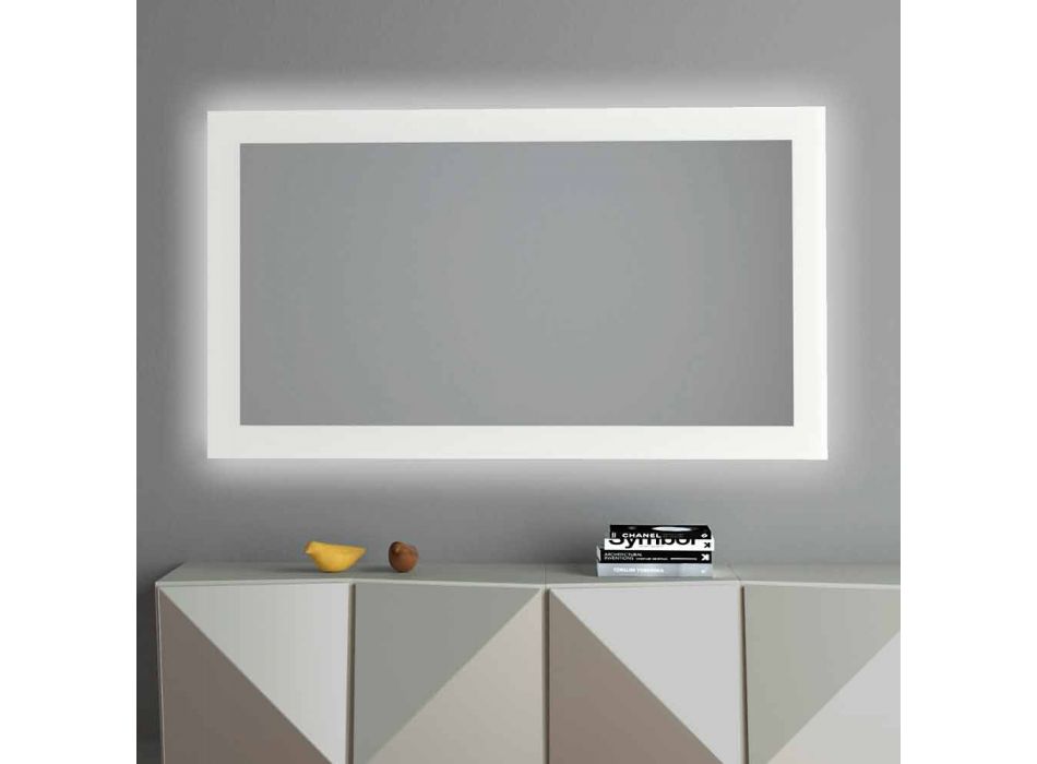 Podsvícené nástěnné zrcadlo s pískovaným rámem vyrobené v Itálii - Edigio Viadurini