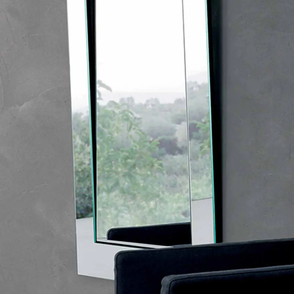 Obdélníkové nástěnné zrcadlo se šikmým rámem vyrobené v Itálii - Salamina Viadurini