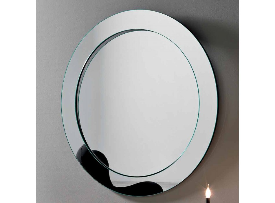 Kulaté nástěnné zrcadlo se šikmým rámem vyrobené v Itálii - Salamina Viadurini