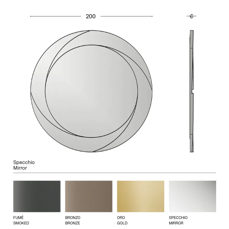 Kulaté nástěnné zrcadlo s dřevěnou konstrukcí Made in Italy - Navona Viadurini