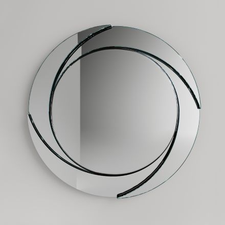 Kulaté nástěnné zrcadlo s dřevěnou konstrukcí Made in Italy - Navona Viadurini