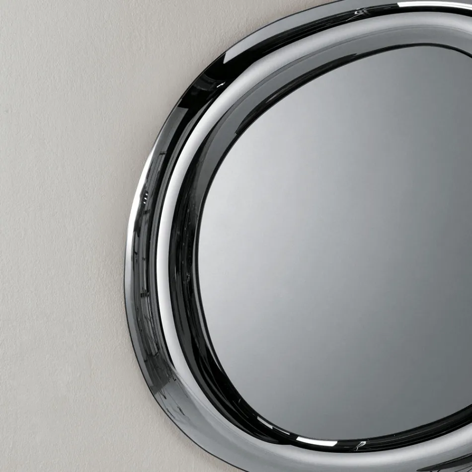 Tvarované nástěnné zrcadlo se zakřiveným rámem vyrobené v Itálii - Babila Viadurini