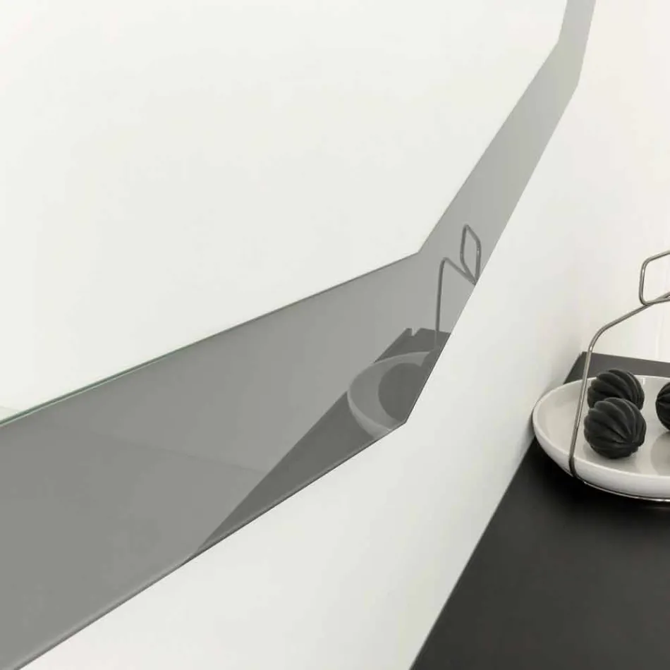 Tvarované nástěnné zrcadlo se skleněným rámem vyrobené v Itálii - chlor Viadurini