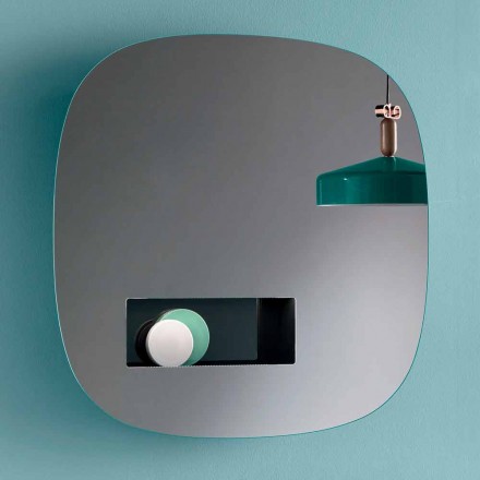 Dekorativní nástěnné zrcadlo kouřové provedení s černým designovým prostorem - Matrix Viadurini