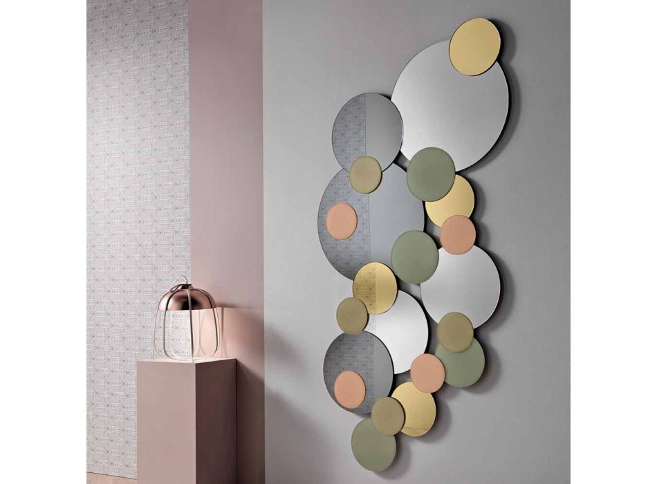 Dekorativní nástěnné zrcadlo s designem barevných kruhů ve 2 rozměrech - Babol Viadurini