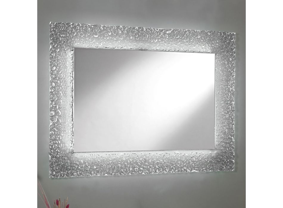 Dekorativní nástěnné zrcadlo se skleněným rámem a luxusním LED světlem - Attimo Viadurini