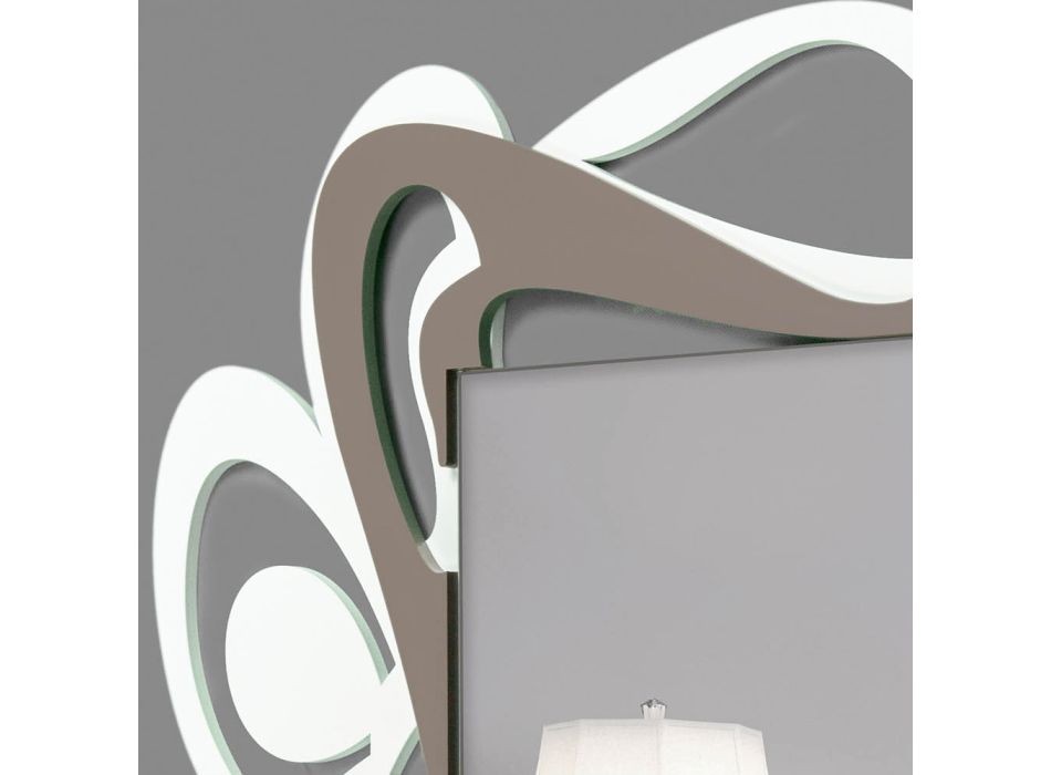 Velké dekorativní nástěnné zrcadlo v moderním designu v bílé a kakaové - Bocchio Viadurini