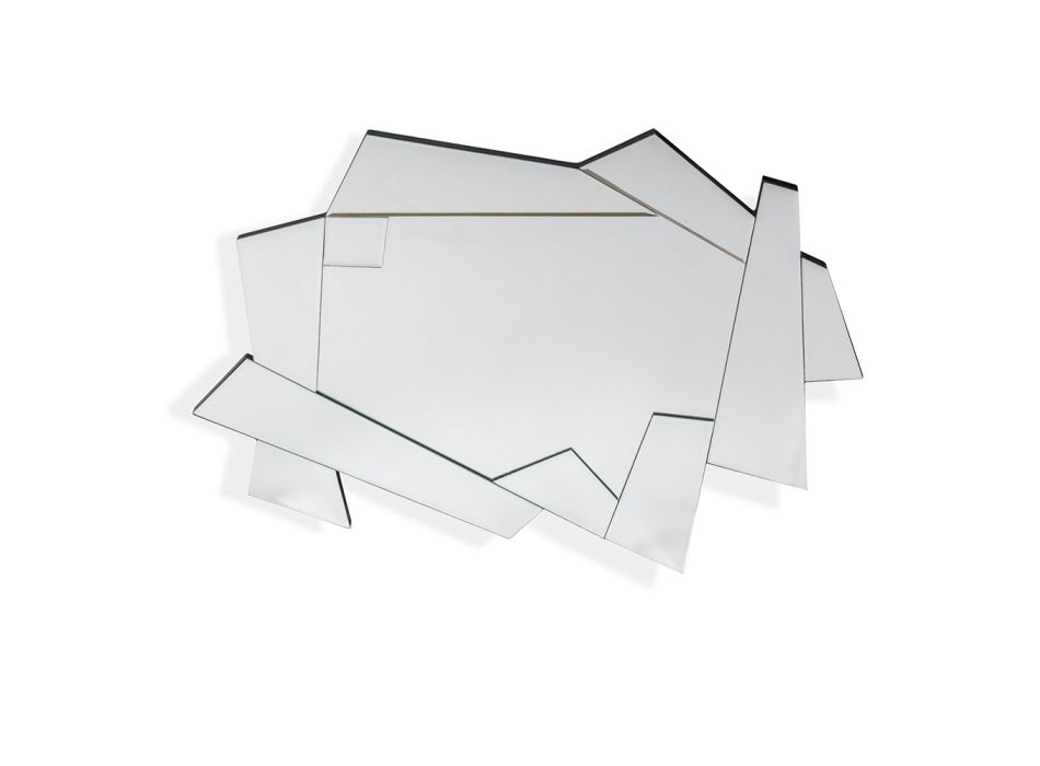 Dekorativní nástěnné zrcadlo ze skla s tvarovaným rámem - Nefro Viadurini