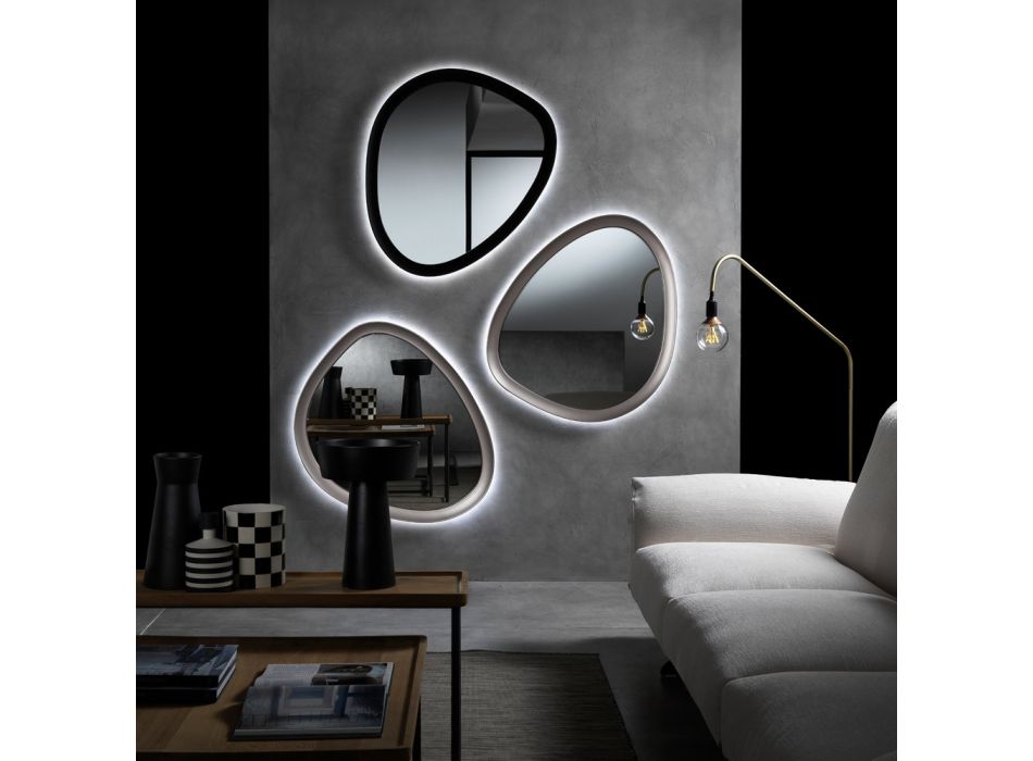 Nepravidelné zrcadlo s podsvícením vyrobené v Itálii - Ride Viadurini