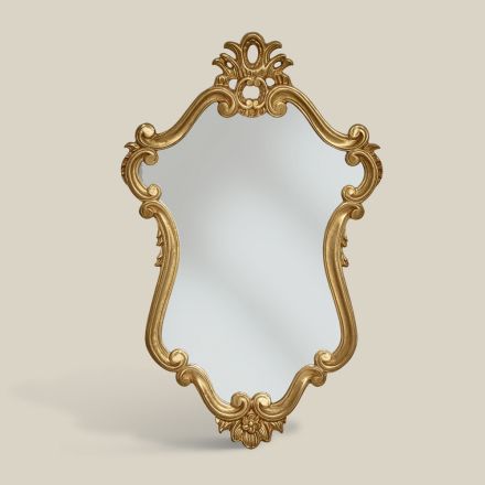 Luxusní tvarované zrcadlo se zlatým listovým rámem Made in Italy - Precious Viadurini