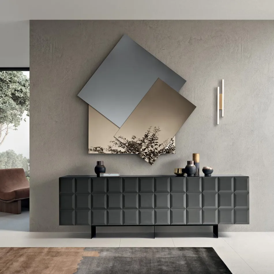 Zrcadlo vyrobené ze 3 překrývajících se talířů, 2 bronzových a 1 kouřového - Armida Viadurini