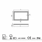 Moderní zrcadlo s mléčného skla hranami, LED osvětlení, Ady Viadurini