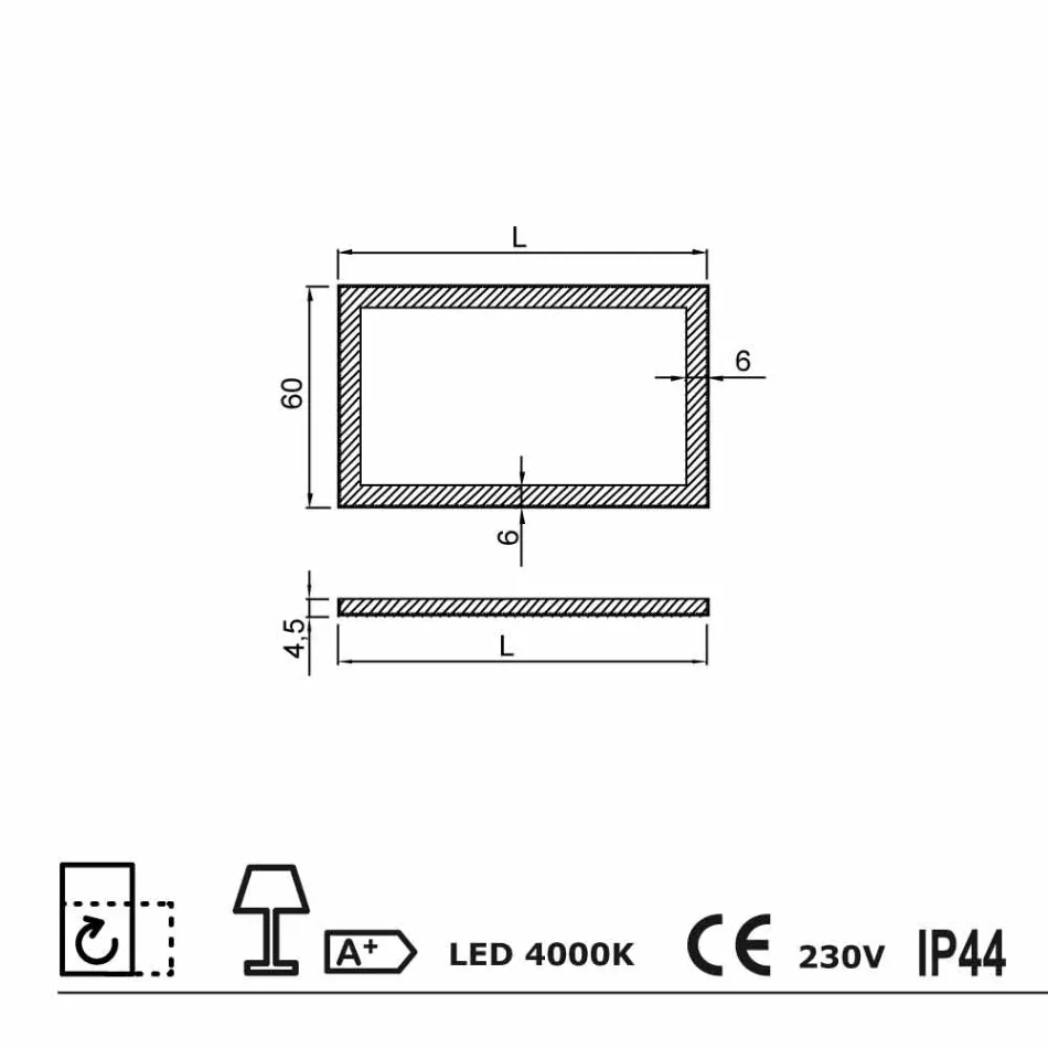 Moderní zrcadlo s mléčného skla hranami, LED osvětlení, Ady Viadurini