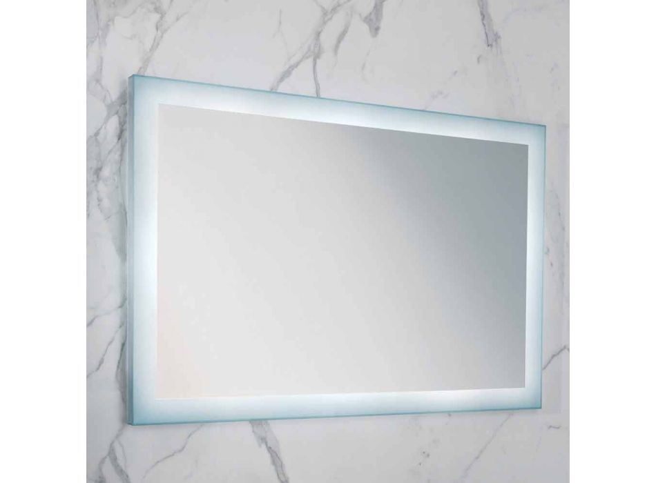 Moderní zrcadlo s mléčného skla hranami, LED osvětlení, Ady Viadurini