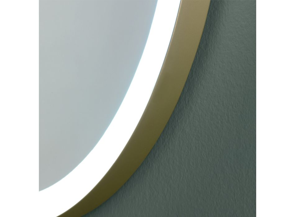 Oválné zrcadlo s kovovým rámem a světly Made in Italy - Mozart Viadurini