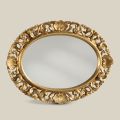 Oválné zrcadlo se zlatým perforovaným dřevěným rámem Vyrobeno v Itálii - Florencie