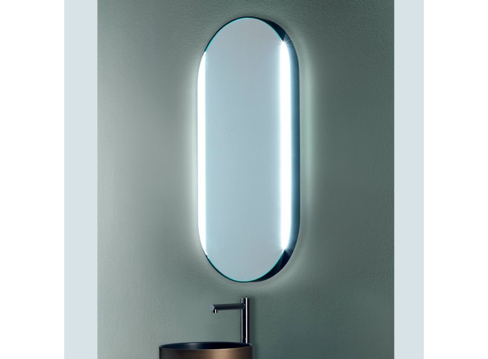 Oválné koupelnové zrcadlo s bočními světly Made in Italy - Albert Viadurini
