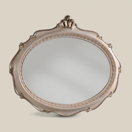 Klasické oválné zrcadlo z bílého dřeva Vyrobeno v Itálii - Florencie Viadurini