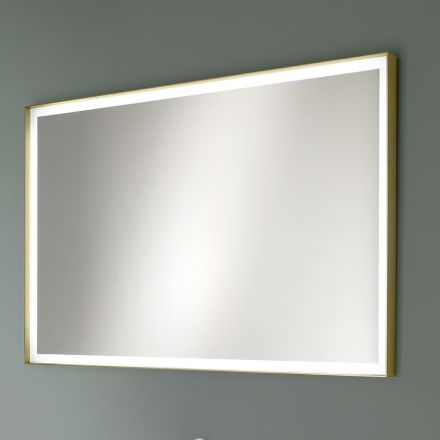 Obdélníkový nástěnný zrcadlový kovový rám různých barev a LED světla - Renga Viadurini