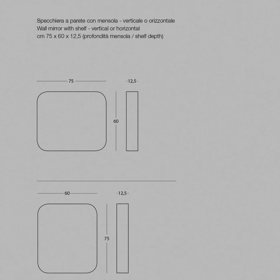 Zaoblené obdélníkové zrcadlo s kovovým rámem různých barev - Alexandra Viadurini