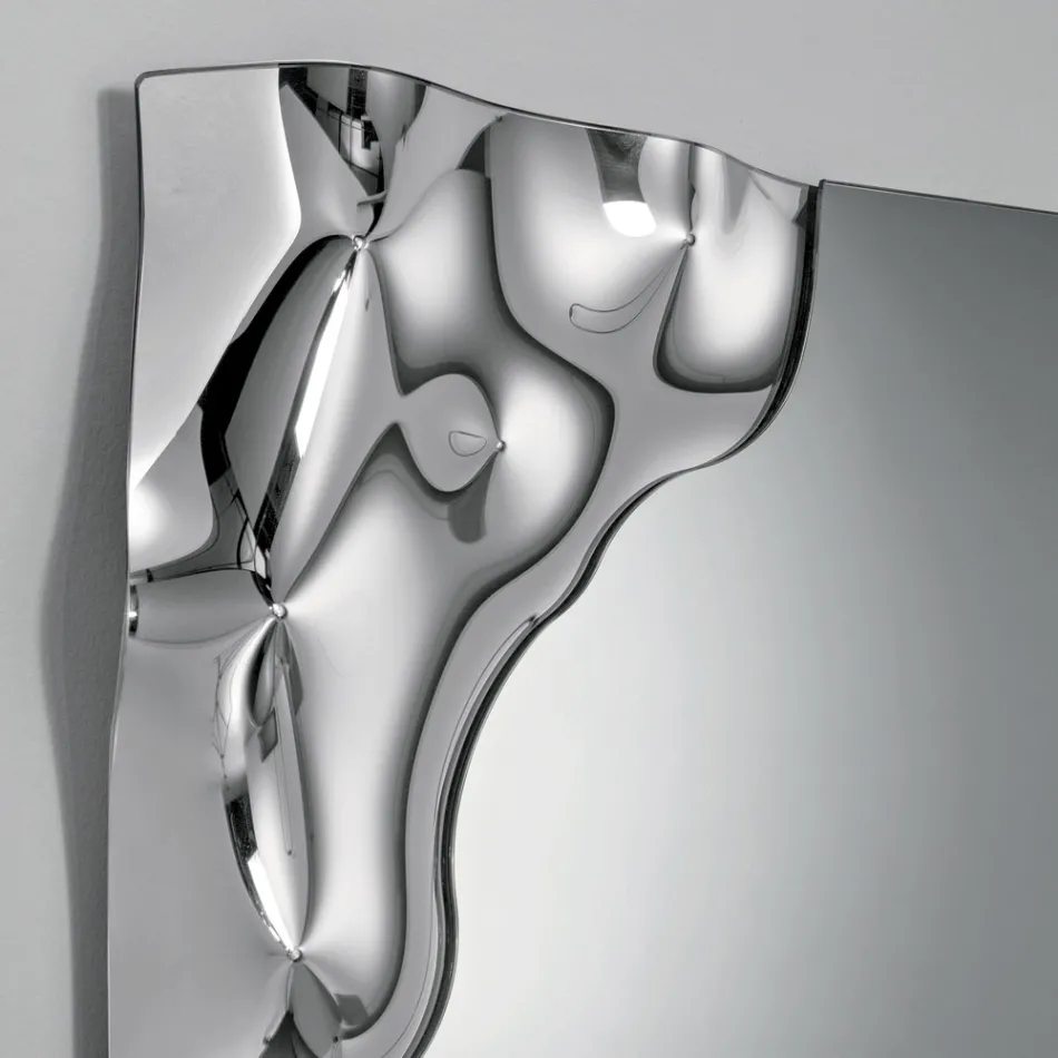 Obdélníkové zrcadlo s rohem z taveného skla vyrobené v Itálii - Adelinda Viadurini