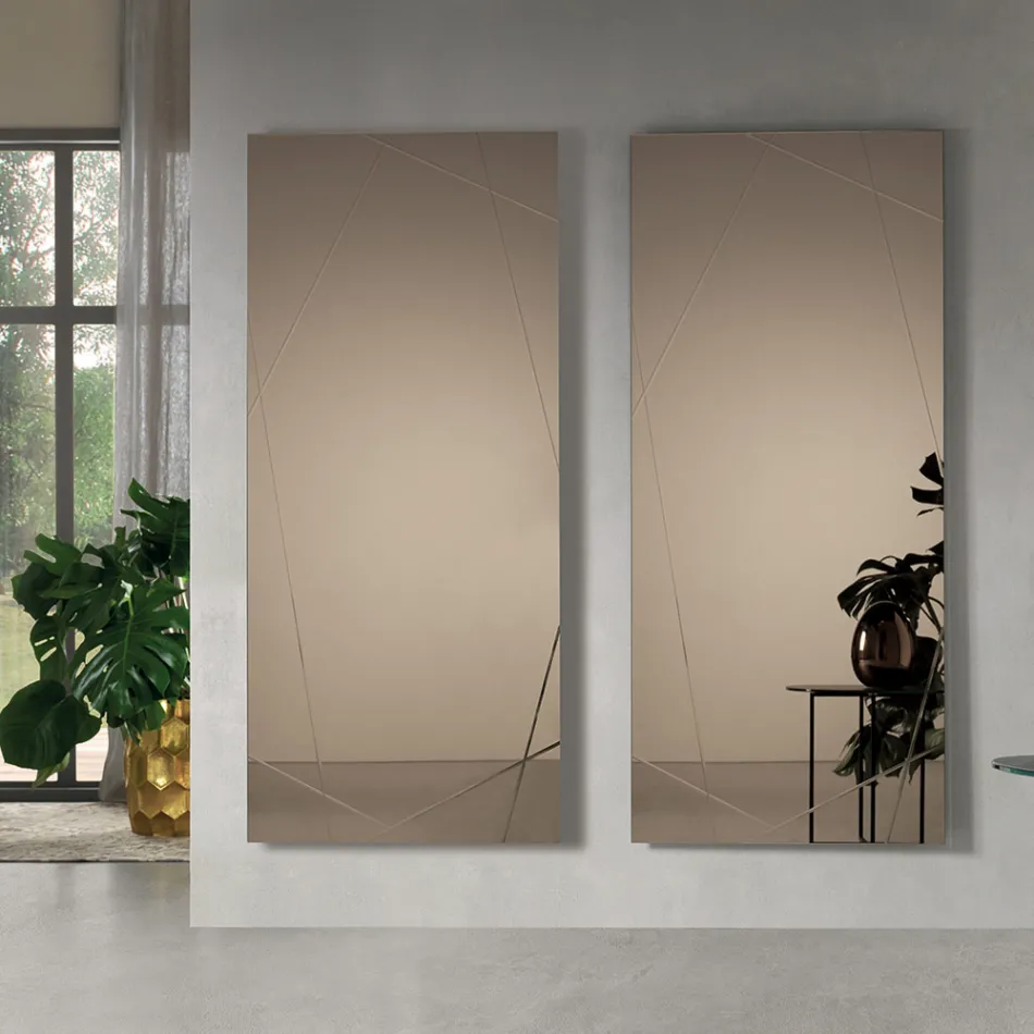 Obdélníkové zrcadlo s laserovým gravírováním vyrobené v Itálii - Alberta Viadurini