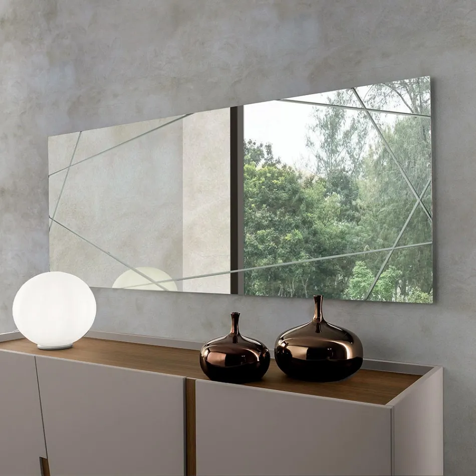 Obdélníkové zrcadlo s laserovým gravírováním vyrobené v Itálii - Alberta Viadurini