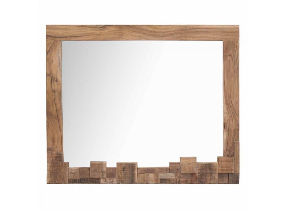 Moderní obdélníkové nástěnné zrcadlo z akáciového dřeva a zrcadlo - Eloise Viadurini