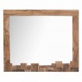 Moderní obdélníkové nástěnné zrcadlo s rámem z akáciového dřeva - Eloise