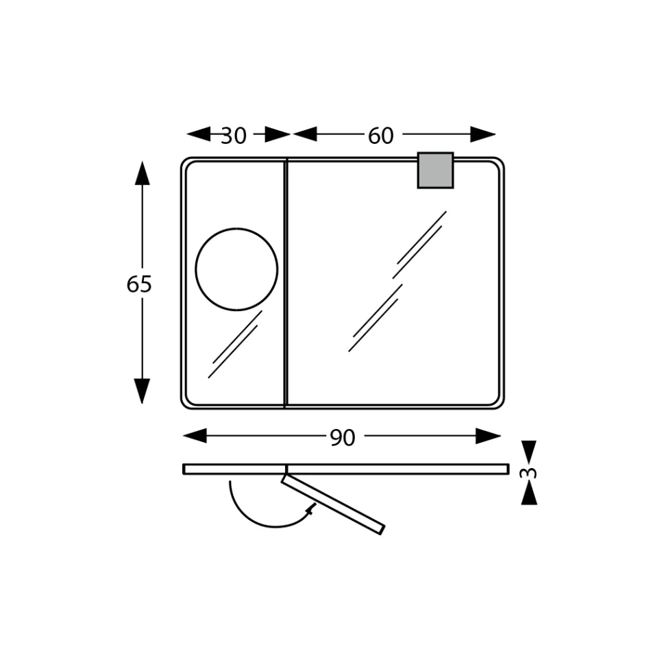 Obdélníkové dřevěné zrcadlo a zvětšovací zrcadlo Made in Italy - Curie Viadurini