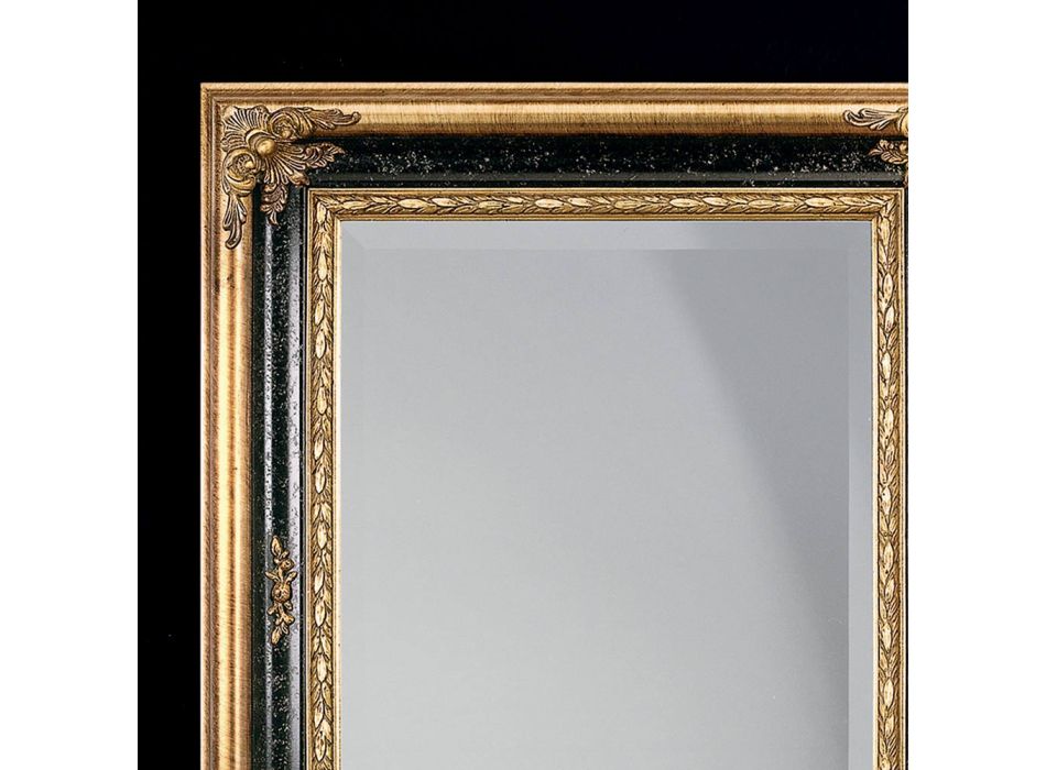 Obdélníkové zrcadlo ve zlatém a černém listovém dřevě Made in Italy - Sophie Viadurini