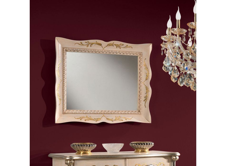 Obdélníkové bílé dřevěné zrcadlo klasického stylu Made in Italy - Florence Viadurini