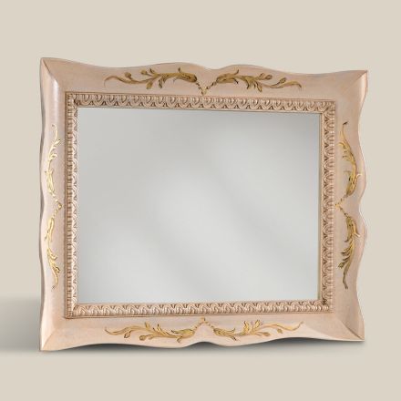 Obdélníkové bílé dřevěné zrcadlo klasického stylu Made in Italy - Florence Viadurini