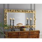 Klasické obdélníkové dřevěné zrcadlo se zlatými listy vyrobené v Itálii - Denver Viadurini