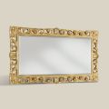 Klasické obdélníkové dřevěné zrcadlo se zlatými listy vyrobené v Itálii - Denver