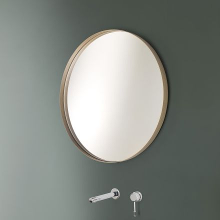 Kulaté nástěnné zrcadlo s bronzovým, černým, platinovým nebo měděným rámem - Renga Viadurini