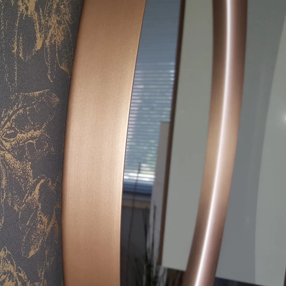 Kulaté nástěnné zrcadlo s kovovým rámem různých barev a LED světlem - Renga Viadurini