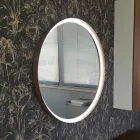 Kulaté nástěnné zrcadlo s kovovým rámem různých barev a LED světlem - Renga Viadurini