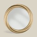 Kulaté zrcadlo s luxusním zlatým dřevěným rámem Made in Italy - Adelin