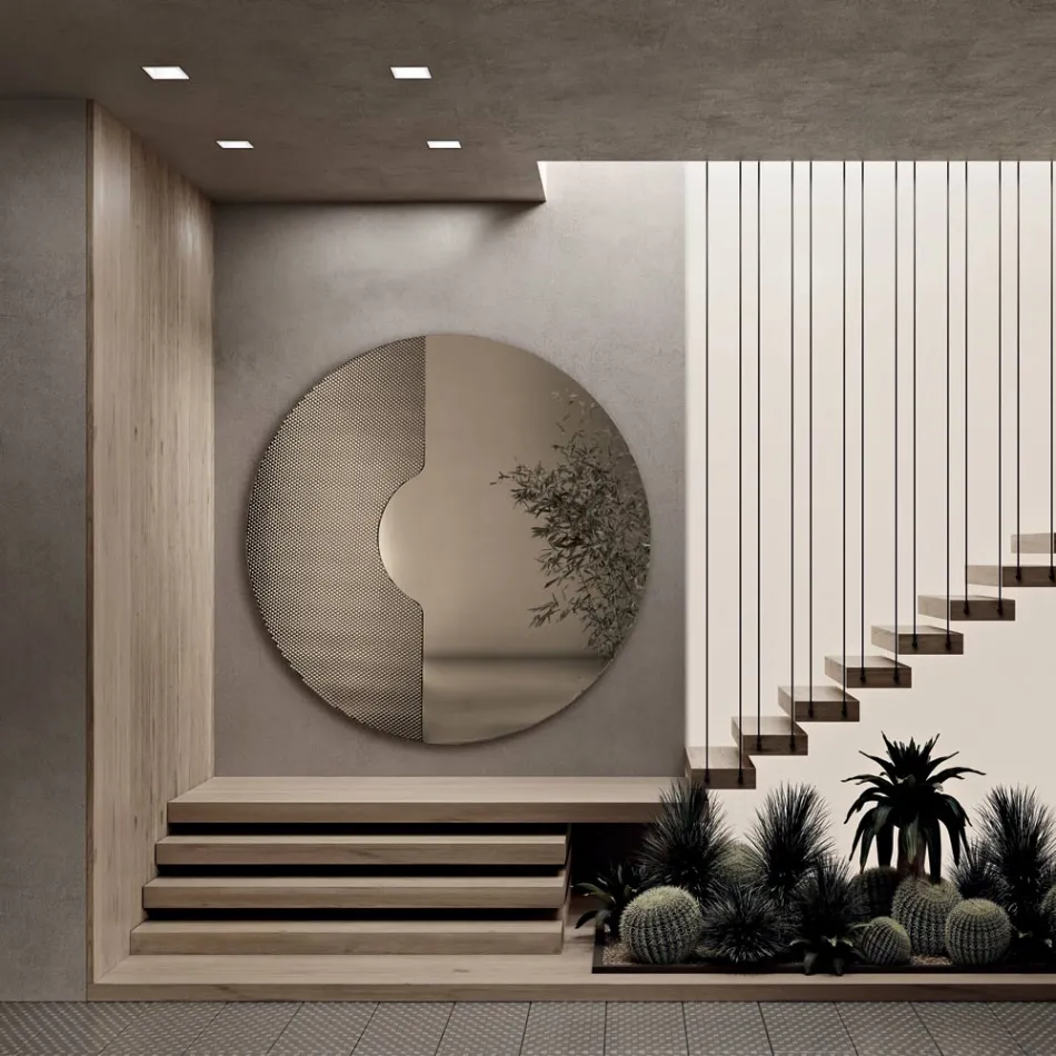 Kulaté nástěnné zrcadlo se síťovanou vložkou Vyrobeno v Itálii - Annabella Viadurini