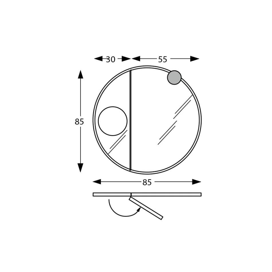 Kulaté dřevěné zrcadlo a zvětšovací zrcadlo Made in Italy - Marie Viadurini