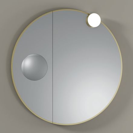 Kulaté dřevěné zrcadlo a zvětšovací zrcadlo Made in Italy - Marie Viadurini