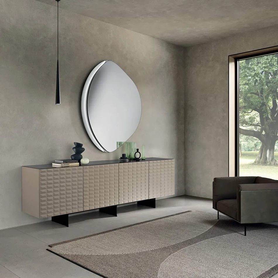 Zrcadlo ve tvaru Abigaille s polorámem z taveného skla vyrobené v Itálii Viadurini