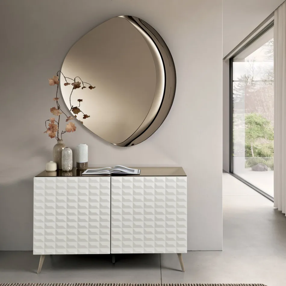 Zrcadlo ve tvaru Abigaille s polorámem z taveného skla vyrobené v Itálii Viadurini