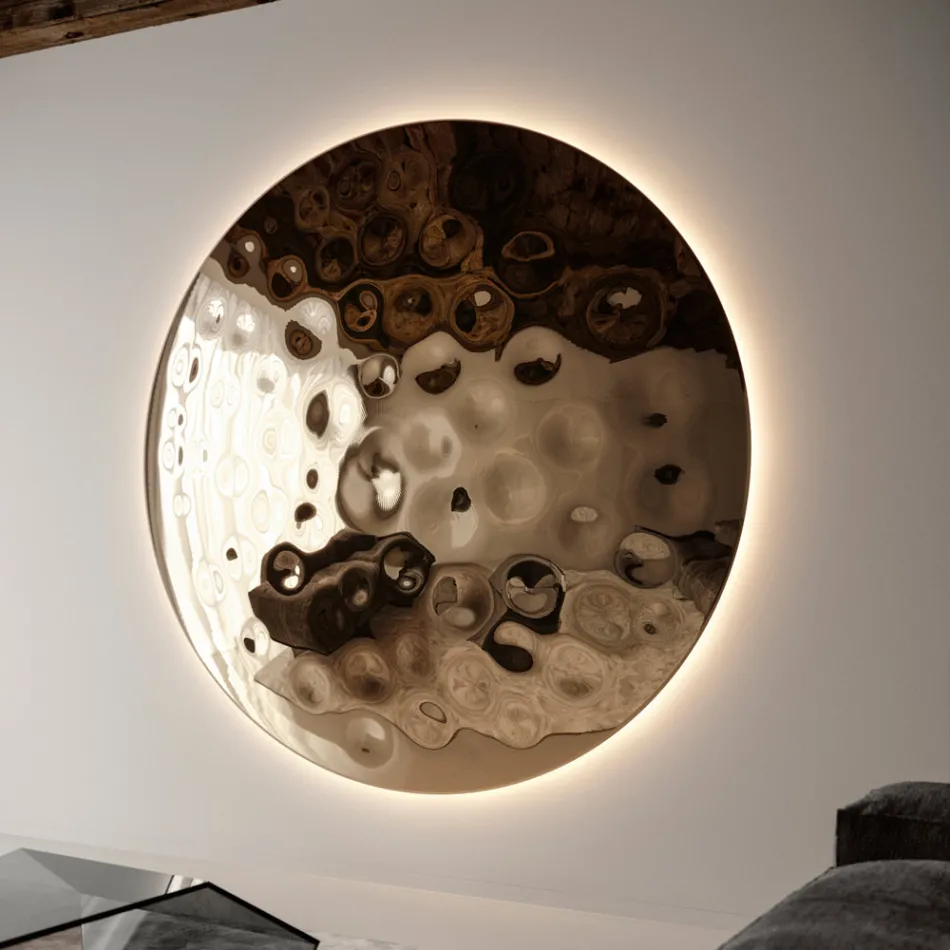 Kulaté nástěnné zrcadlo Clear z tepaného skla, vyrobené v Itálii Viadurini