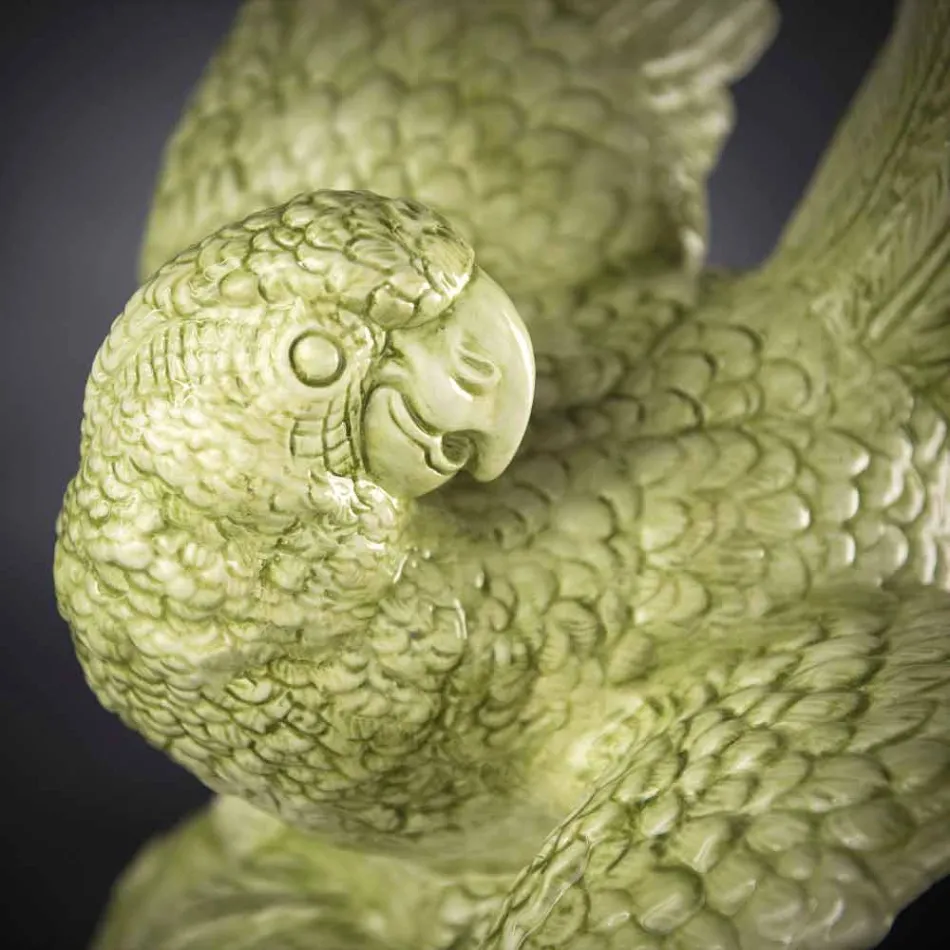 Keramická figurka ve tvaru papouška vyrobená ručně v Itálii - Pagallo Viadurini