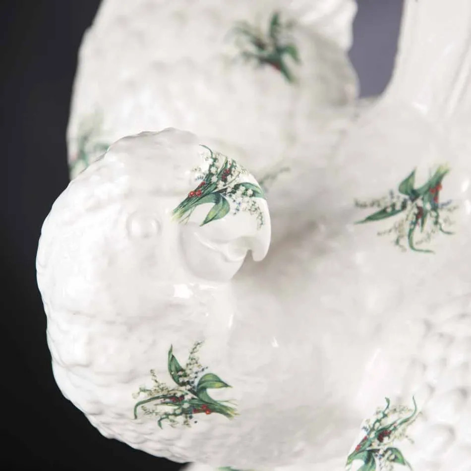 Keramická figurka ve tvaru papouška vyrobená ručně v Itálii - Pagallo Viadurini