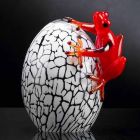 Pravá barevná figurka ve tvaru vejce se žábou vyrobená v Itálii - Huevo Viadurini