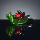 Dekorativní figurka ve tvaru žáby na skleněném listu vyrobená v Itálii - list Viadurini