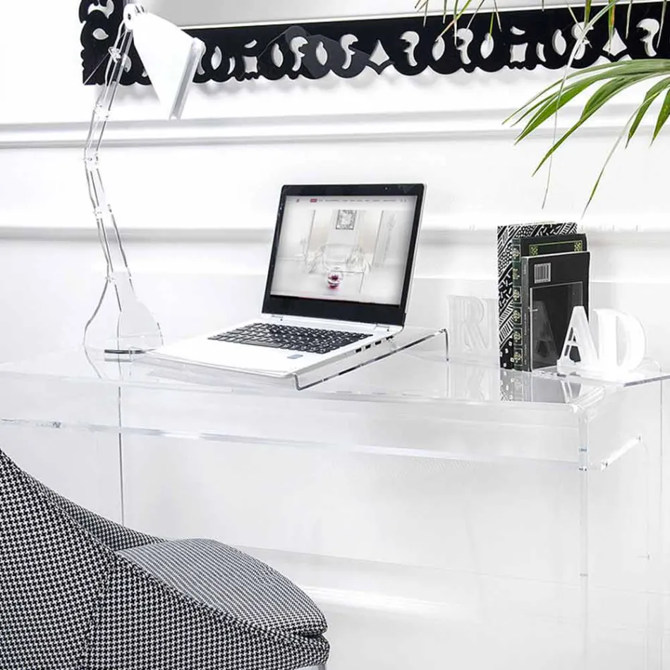 Stojan na notebook v průhledném nebo kouřovém plexisklovém designu 2 kusy - Nerdino Viadurini